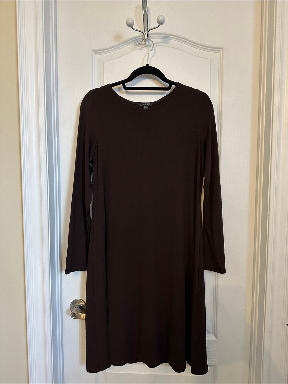 Eileen Fisher Dark Brown Long Sleeve A-Line Dress